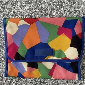 Vera Bradley Blue and Pink Cosmetic Bag with Geometric Design
